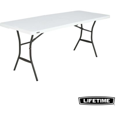 Lifetime 6'x2.3' (183x70 cm) Essential Opvouwbare Tafel met Middenvouw (Wit Graniet) Lifetime 6'x2.3' (183x70 cm) Essential Opvouwbare Tafel met Middenvouw (Wit Graniet)