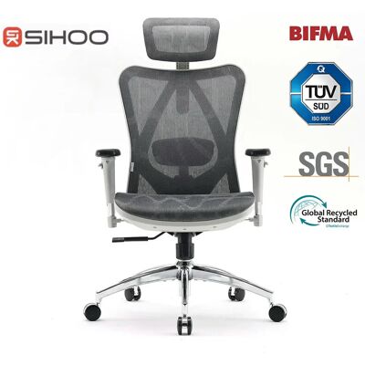 SIHOO M57S ergonomische bureaustoel met mesh, verstelbare lendensteun, 3D-armleuningen en ademende hoge rugleuning (lichtgrijs) SIHOO M57S ergonomische bureaustoel met mesh, verstelbare lendensteun, 3D-armleuningen en ademende hoge rugleuning (lichtgrijs)