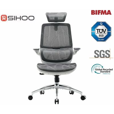 SIHOO M59S ergonomische bureaustoel, bureaustoel met 3D-gecoördineerde opklapbare armleuningen, computerstoel met dual-back-ontwerp en adaptieve dynamische lendensteun, grijs SIHOO M59S ergonomische bureaustoel, bureaustoel met 3D-gecoördineerde opklapbare armleuningen, computerstoel met dual-back-ontwerp en adaptieve dynamische lendensteun, grijs