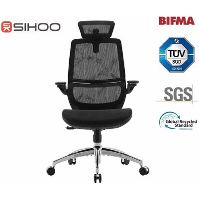 SIHOO M59S ergonomische bureaustoel, bureaustoel met 3D-gecoördineerde opklapbare armleuningen, computerstoel met dual-back-ontwerp en adaptieve dynamische lendensteun (zwart) SIHOO M59S ergonomische bureaustoel, bureaustoel met 3D-gecoördineerde opklapbare armleuningen, computerstoel met dual-back-ontwerp en adaptieve dynamische lendensteun (zwart)