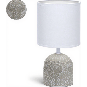 Aigostar tafellamp keramiek lamp met kap E14 fitting H 26 cm wit en grijs Aigostar tafellamp keramiek lamp met kap E14 fitting H 26 cm wit en grijs