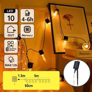 Aigostar lichtsnoer, op zonne-energie, S-vormige bellenkolomlampjes, lineair warm wit licht, 1,5 m + 5 m + 5 m, 10 LED's, 50 cm afstand, IP65 Aigostar lichtsnoer, op zonne-energie, S-vormige bellenkolomlampjes, lineair warm wit licht, 1,5 m + 5 m + 5 m, 10 LED's, 50 cm afstand, IP65