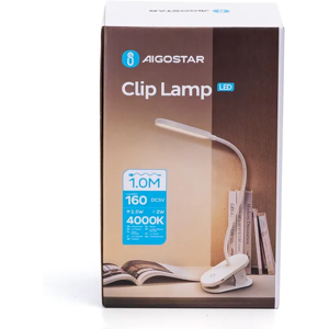 Aigostar led klemlamp oplaadbaar 3 instellingen 4000 K natuurlijk wit licht, wit 2,5 W 160 lm Aigostar led klemlamp oplaadbaar 3 instellingen 4000 K natuurlijk wit licht, wit 2,5 W 160 lm