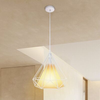 Aigostar hanglamp retro wit ijzeren frame met witte ophangdraad E27 (exclusief lamp) Aigostar hanglamp retro wit ijzeren frame met witte ophangdraad E27 (exclusief lamp)