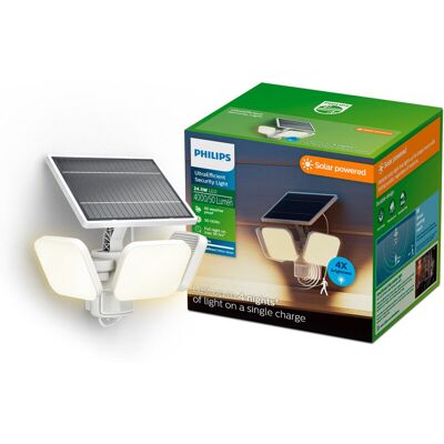 PHILIPS UltraEfficient Zyren Wandlamp - Solar Beveiligingslamp - Bewegingssensor - Helder wit licht: 3000K - 24,5 W - Wit - Twee lichtstanden - Schemersensor - Zonne-energie - Waterbestendig PHILIPS UltraEfficient Zyren Wandlamp - Solar Beveiligingslamp - Bewegingssensor - Helder wit licht: 3000K - 24,5 W - Wit - Twee lichtstanden - Schemersensor - Zonne-energie - Waterbestendig