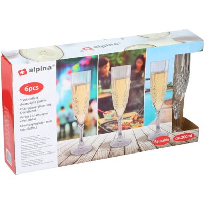 Alpina plastic champagneglas set - 200 ml, 6 stuks, transparant Alpina plastic champagneglas set - 200 ml, 6 stuks, transparant