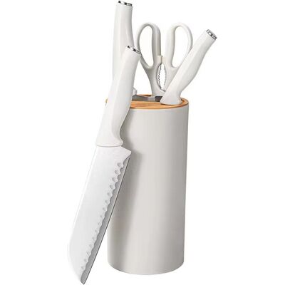 GOODA MasterChef messenblok met koksmes, santokumes, universeel mes en schaar met soft-touch handgreep GOODA MasterChef messenblok met koksmes, santokumes, universeel mes en schaar met soft-touch handgreep