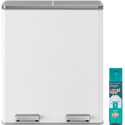Ochama Prullenbak met 2 Compartimenten, 2 x 30 L Dubbele Afvalemmer met Deksel, Pedalen, Kunststof Binnenemmers, Softclose, Zwart Ochama Prullenbak met 2 Compartimenten, 2 x 30 L Dubbele Afvalemmer met Deksel, Pedalen, Kunststof Binnenemmers, Softclose, Zwart