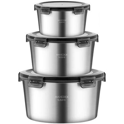 Maxcook set van 3, 316 roestvrijstalen voedselopbergcontainers met deksel, metalen voedselcontainer/bentobox, snackcontainerset met deksel, vaatwasser- en vriezerbestendig (600 ml & 1100 ml & 2200 ml), MCFT4793 Maxcook set van 3, 316 roestvrijstalen voedselopbergcontainers met deksel, metalen voedselcontainer/bentobox, snackcontainerset met deksel, vaatwasser- en vriezerbestendig (600 ml & 1100 ml & 2200 ml), MCFT4793