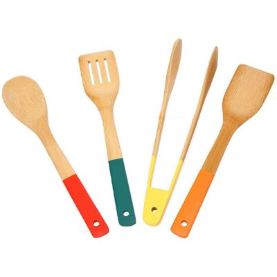 School of Wok set van 4 bamboe gereedschappen School of Wok set van 4 bamboe gereedschappen