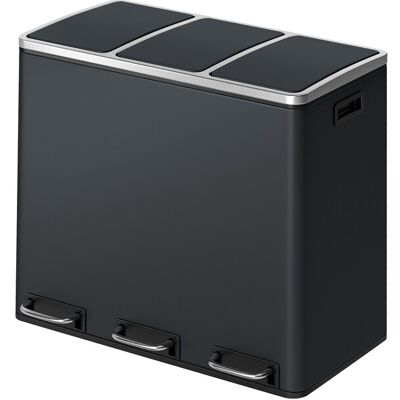 ochama SONGMICSHOME Afvalbak met Drie Compartimenten, 3 x 18L Prullenbak met Voetpedaal voor Keuken, Softclose Deksel, Staal, Grijs ochama SONGMICSHOME Afvalbak met Drie Compartimenten, 3 x 18L Prullenbak met Voetpedaal voor Keuken, Softclose Deksel, Staal, Grijs