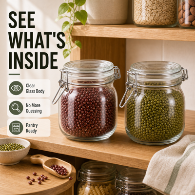 PURE COOK Glazen vershouddozen-serie Glazen vershouddozen met siliconen sluitband, set van 2 PURE COOK Glazen vershouddozen-serie Glazen vershouddozen met siliconen sluitband, set van 2