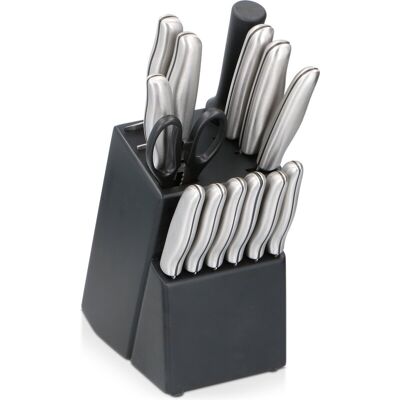 Alpina messenset met blok - 15 stuks, roestvrij staal Alpina messenset met blok - 15 stuks, roestvrij staal
