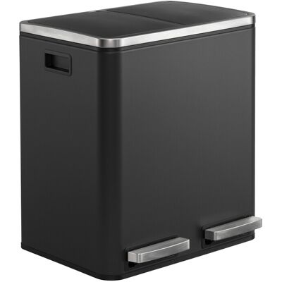 ochama Dubbele Pedaalemmer, 2 x 15L Afvalscheidingsbak met Softclose, Binnenemmers, voor Klein Gezin, Staal, Zwart ochama Dubbele Pedaalemmer, 2 x 15L Afvalscheidingsbak met Softclose, Binnenemmers, voor Klein Gezin, Staal, Zwart