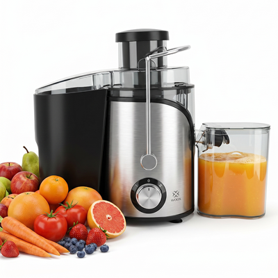 WOOX Sapcentrifuge 600W, centrifugale sapmaker met brede 3” vulopening voor fruit en groenten, eenvoudig te reinigen, roestvrij staal, BPA-vrij (Zwart) WOOX Sapcentrifuge 600W, centrifugale sapmaker met brede 3” vulopening voor fruit en groenten, eenvoudig te reinigen, roestvrij staal, BPA-vrij (Zwart)