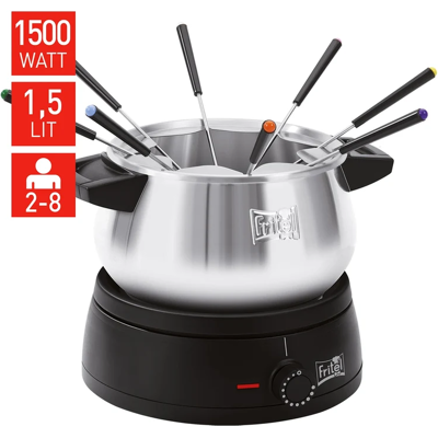 Fritel Fondue FO 2470 - Elektrische fondueset/fonduepan - Kerstcadeau/Feestcadeau - 1,5 L - 1500 W - Voor 2 tot 8 personen + 8 fonduevorken - PFAS-vrij Fritel Fondue FO 2470 - Elektrische fondueset/fonduepan - Kerstcadeau/Feestcadeau - 1,5 L - 1500 W - Voor 2 tot 8 personen + 8 fonduevorken - PFAS-vrij