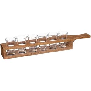 Secret de Gourmet Houten Shot Tray met 6 Glazen - Natuurlijk, 41 x 7,5 x 5,5 cm Secret de Gourmet Houten Shot Tray met 6 Glazen - Natuurlijk, 41 x 7,5 x 5,5 cm
