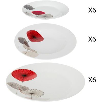 Secret de Gourmet Osara Diner Set - Wit, 18-delige Set, Paraplu Motief Secret de Gourmet Osara Diner Set - Wit, 18-delige Set, Paraplu Motief