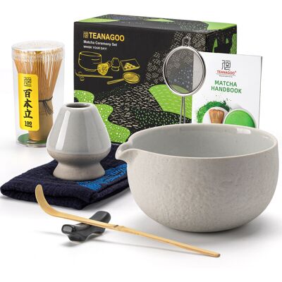 TEANAGOO Matcha Klopper, 7-delige Matcha Set Lichte Grijs, Matcha Kit voor Ceremonie, Matcha Theeset voor het maken van Ontbijt/Latte, Matcha Klopper Set en Kom met Alle Accessoires, Cadeau voor Matcha Liefhebber/Vriend/Familie, Nieuwjaarsuitverkoop, Top TEANAGOO Matcha Klopper, 7-delige Matcha Set Lichte Grijs, Matcha Kit voor Ceremonie, Matcha Theeset voor het maken van Ontbijt/Latte, Matcha Klopper Set en Kom met Alle Accessoires, Cadeau voor Matcha Liefhebber/Vriend/Familie, Nieuwjaarsuitverkoop, Top