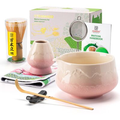TEANAGOO 7-delige Matcha Set, Roze Matcha Kit, Ceremonie Matcha Poeder Kit, Matcha Theeset voor het maken van Latte, Matcha Klopper en Kom met Lepel & Zeef, Fuji Ontwerp Keramische Kom, Cadeau voor Matcha Liefhebbers, Nieuwjaarsuitverkoop, Top cadeau keuz TEANAGOO 7-delige Matcha Set, Roze Matcha Kit, Ceremonie Matcha Poeder Kit, Matcha Theeset voor het maken van Latte, Matcha Klopper en Kom met Lepel & Zeef, Fuji Ontwerp Keramische Kom, Cadeau voor Matcha Liefhebbers, Nieuwjaarsuitverkoop, Top cadeau keuz