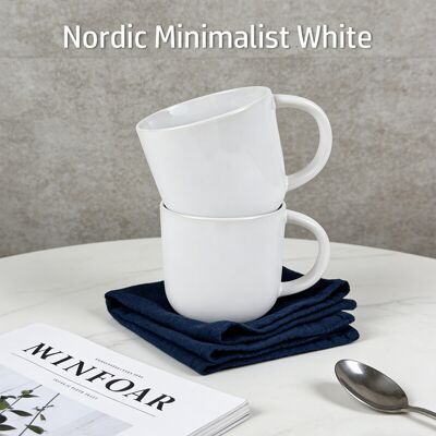 Set van 4 witte keramische mokken, grote koffiekopjes van 415 ml, grootverpakking voor thuis, kantoor, restaurant, vaatwasserbestendig Set van 4 witte keramische mokken, grote koffiekopjes van 415 ml, grootverpakking voor thuis, kantoor, restaurant, vaatwasserbestendig