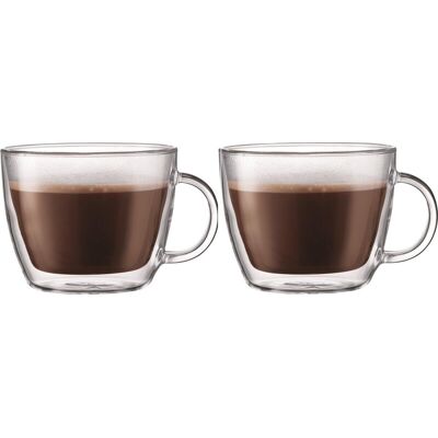Bodum BISTRO dubbelwandige thermo glas café latte kopjes set - 450 ml, verpakking van 2 Bodum BISTRO dubbelwandige thermo glas café latte kopjes set - 450 ml, verpakking van 2