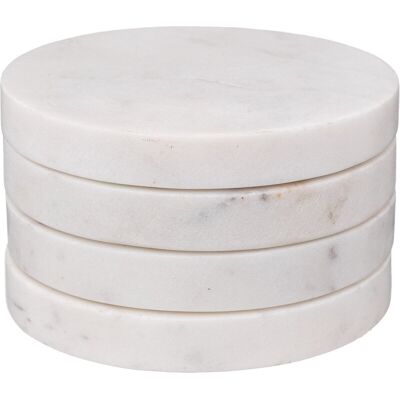 Secret de Gourmet Marmeren Coaster Set - 4 stuks, 10 cm, Wit Secret de Gourmet Marmeren Coaster Set - 4 stuks, 10 cm, Wit