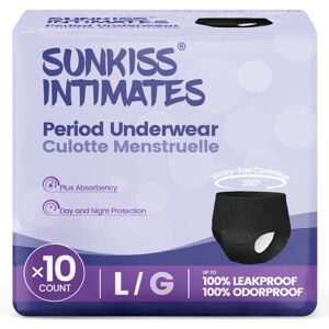 SUNKISS INTIMATES SUNKISS Wegwerpbaar menstruatieondergoed voor vrouwen met zware menstruatie, ongeparfumeerd, onmisbaar na een bevalling, zwart, L, 10 stuks SUNKISS INTIMATES SUNKISS Wegwerpbaar menstruatieondergoed voor vrouwen met zware menstruatie, ongeparfumeerd, onmisbaar na een bevalling, zwart, L, 10 stuks