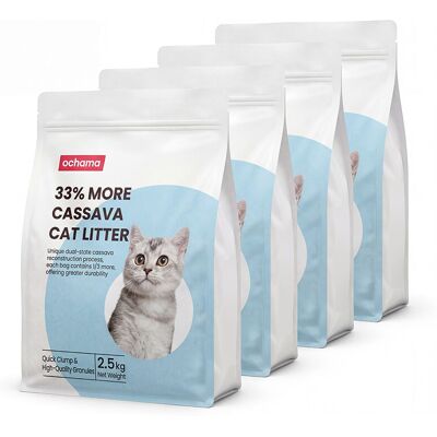 ochama Cloud Tapioca Kattenbakvulling, niet-klevend, sterke waterabsorptie en klontervorming, 2,5kg x 4 verpakkingen ochama Cloud Tapioca Kattenbakvulling, niet-klevend, sterke waterabsorptie en klontervorming, 2,5kg x 4 verpakkingen