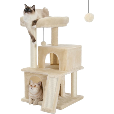 PAWZ Road Kattenboom, 15.5cm Schraapstaf, Kattenmeubilair met Sisaltouw, Pluisluifel, Hol Speelhuis, Speelgoed voor Katten, Beige PAWZ Road Kattenboom, 15.5cm Schraapstaf, Kattenmeubilair met Sisaltouw, Pluisluifel, Hol Speelhuis, Speelgoed voor Katten, Beige
