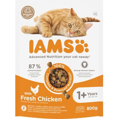 Iams Vitality kattenvoer volwassen met verse kip 800g Iams Vitality kattenvoer volwassen met verse kip 800g