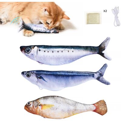 Petgravity zachte vishengel-speelgoed, aangepast aan de bekmaat van katten, set van 3 stuks, met kattenkruid, voor jachtspel, oplaadbaar, beweegt met staartwaggeling van een verse vis Petgravity zachte vishengel-speelgoed, aangepast aan de bekmaat van katten, set van 3 stuks, met kattenkruid, voor jachtspel, oplaadbaar, beweegt met staartwaggeling van een verse vis