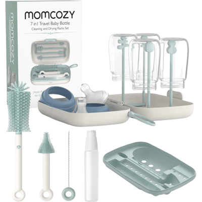 Momcozy 7-in-1 draagbare flessenborstelset LS001 - Groen (1 set, voor de Europese markt) Momcozy 7-in-1 draagbare flessenborstelset LS001 - Groen (1 set, voor de Europese markt)
