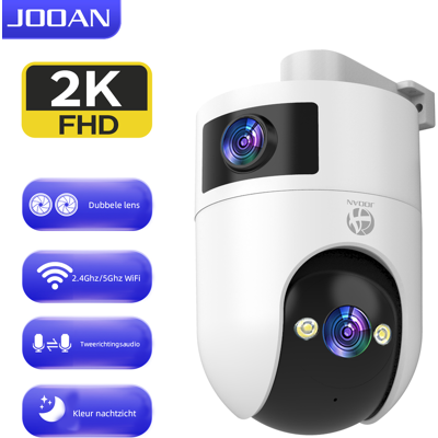 JOOAN beveiligingscamera met dubbele lens, 2K, 5G, 2,4 GHz dual-band wifi, 360°-zicht, IP66 waterdicht, kleurrijke nachtzicht, 24/7-opnames, automatisch volgen, huisbewaking voor huisdieren, ouders en kinderen, opslag via cloud of kaart JOOAN beveiligingscamera met dubbele lens, 2K, 5G, 2,4 GHz dual-band wifi, 360°-zicht, IP66 waterdicht, kleurrijke nachtzicht, 24/7-opnames, automatisch volgen, huisbewaking voor huisdieren, ouders en kinderen, opslag via cloud of kaart