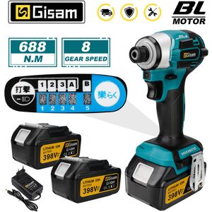 Gisam 688 Nm 1/4'' draadloze boormachine, schroevendraaier, impact driver en boorset voor Makita 18V-accu Gisam 688 Nm 1/4'' draadloze boormachine, schroevendraaier, impact driver en boorset voor Makita 18V-accu