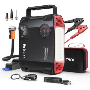 UTRAI JS5 6000A Jumpstarter met Luchtcompressor (150PSI), 12V Jumpstarter voor alle Benzinemotoren & Diesels tot 10L, 160W/1600lm DC-uitvoer, 18W Snellader, Bandenopblazer, 27000mAh, Draagbare Powerbank UTRAI JS5 6000A Jumpstarter met Luchtcompressor (150PSI), 12V Jumpstarter voor alle Benzinemotoren & Diesels tot 10L, 160W/1600lm DC-uitvoer, 18W Snellader, Bandenopblazer, 27000mAh, Draagbare Powerbank