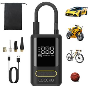 COCCKO Airman 150 psi autobandenpomp, draagbare luchtcompressor met 5 standen, LCD-display, 4500 mAh-batterij, LED- en SOS-licht, USB-C oplaadbare mini-luchtpomp voor motor, fiets en bal (zwart-a) COCCKO Airman 150 psi autobandenpomp, draagbare luchtcompressor met 5 standen, LCD-display, 4500 mAh-batterij, LED- en SOS-licht, USB-C oplaadbare mini-luchtpomp voor motor, fiets en bal (zwart-a)