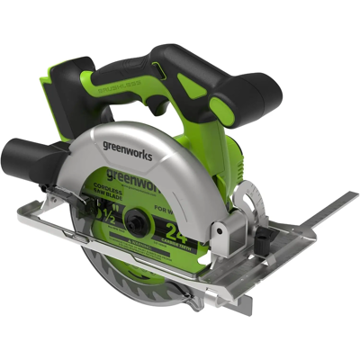 Greenworks 24 V borstelloze draadloze cirkelzaag, 165 mm, 5000 RPM, 20 mm zaagblad, instelbare zaagdiepte 45°/90°, ledverlichting, zonder accu en oplader Greenworks 24 V borstelloze draadloze cirkelzaag, 165 mm, 5000 RPM, 20 mm zaagblad, instelbare zaagdiepte 45°/90°, ledverlichting, zonder accu en oplader