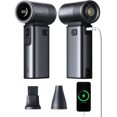 JISULIFE Turbo Handheld Fan Ultra2, 9000 mAh oplaadbaar, max. 25 uur, 100 snelheidsstanden, 18 W powerbank met zaklamp, multifunctioneel, metallic grijs JISULIFE Turbo Handheld Fan Ultra2, 9000 mAh oplaadbaar, max. 25 uur, 100 snelheidsstanden, 18 W powerbank met zaklamp, multifunctioneel, metallic grijs