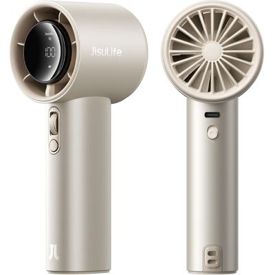 JISULIFE Turbo handventilator Pro1S, LED-display, 40 uur max. koeling, 9700 rpm krachtig, 5000 mAh batterij, Reisessentials, Metallic goud JISULIFE Turbo handventilator Pro1S, LED-display, 40 uur max. koeling, 9700 rpm krachtig, 5000 mAh batterij, Reisessentials, Metallic goud