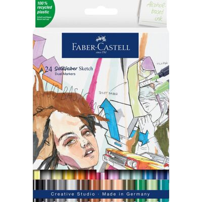 Faber-Castell Goldfaber schetsmarker set - 24 stuks, assortiment kleuren Faber-Castell Goldfaber schetsmarker set - 24 stuks, assortiment kleuren