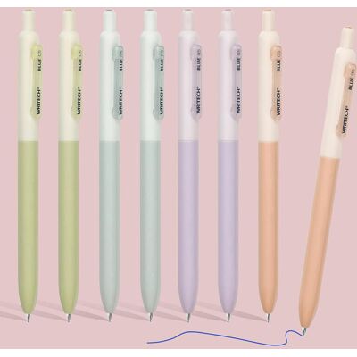 WRITECH gelpennen, fijne punt, uittrekbaar, 0,5 mm, blauwe inkt, stille klik, extra fijn, geen uitloop of vlekken, vloeiend schrijven, 8-pack, puntige tip, inkt blijft in de lijn, voor notitieboeken WRITECH gelpennen, fijne punt, uittrekbaar, 0,5 mm, blauwe inkt, stille klik, extra fijn, geen uitloop of vlekken, vloeiend schrijven, 8-pack, puntige tip, inkt blijft in de lijn, voor notitieboeken