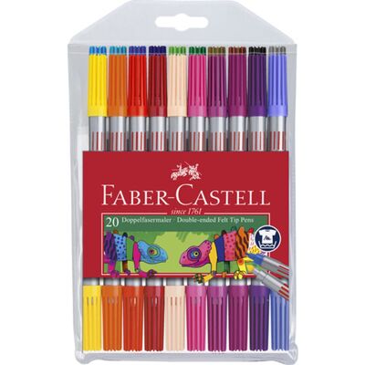 Faber-Castell duo viltstiften set - 20 diverse kleuren, kartonnen doos Faber-Castell duo viltstiften set - 20 diverse kleuren, kartonnen doos