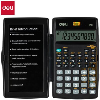 Deli wetenschappelijke rekenmachine, elektronica voor kantoor en school, zwart, 1 stuk Deli wetenschappelijke rekenmachine, elektronica voor kantoor en school, zwart, 1 stuk