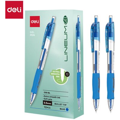 Deli gelstiften 0,5 mm, schrijfwaren voor kantoor, blauw, 12 stuks Deli gelstiften 0,5 mm, schrijfwaren voor kantoor, blauw, 12 stuks
