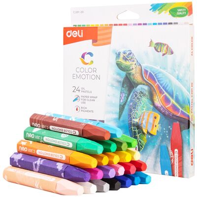Deli oliepastels, kunstbenodigdheden, assorti kleuren, 24-kleurenset Deli oliepastels, kunstbenodigdheden, assorti kleuren, 24-kleurenset