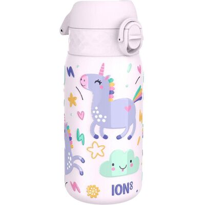 ION8 Kids drinkfles, staal 400 ml/13 oz, lekvrij, gemakkelijk te openen, veilige vergrendeling, vaatwasmachinebestendig, flipdeksel, draaghendel, eenvoudig te reinigen, duurzame metalen drinkfles, reliëfprint, Eenhoorns ION8 Kids drinkfles, staal 400 ml/13 oz, lekvrij, gemakkelijk te openen, veilige vergrendeling, vaatwasmachinebestendig, flipdeksel, draaghendel, eenvoudig te reinigen, duurzame metalen drinkfles, reliëfprint, Eenhoorns