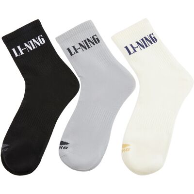 LI-NING mid-cut sokken (3-pack) new black/new white/grijs XL LI-NING mid-cut sokken (3-pack) new black/new white/grijs XL