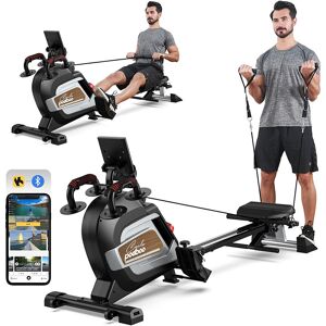 Pooboo magnetische roeimachine met 163 kg draagvermogen, opvouwbare roeitrainer met combinatiekrachttraining, tablethouder en comfortabel zitkussen Pooboo magnetische roeimachine met 163 kg draagvermogen, opvouwbare roeitrainer met combinatiekrachttraining, tablethouder en comfortabel zitkussen