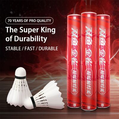 Double Fish JinQue Super King-duurzame ganzenveren shuttles 12-pack snelheid 77-rood Double Fish JinQue Super King-duurzame ganzenveren shuttles 12-pack snelheid 77-rood